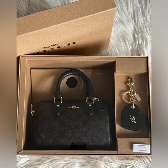 💰SOLD - CCL59 - Coach Mini Rowan Crossbody Bag in Signature Canvas Gift Set - Picture 13 of 14